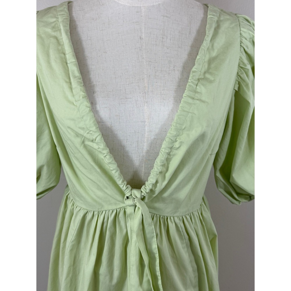 Abercrombie & Fitch Poplin Mini Dress Women ST Green Cottagecore Boho Coastal - Picture 4 of 12